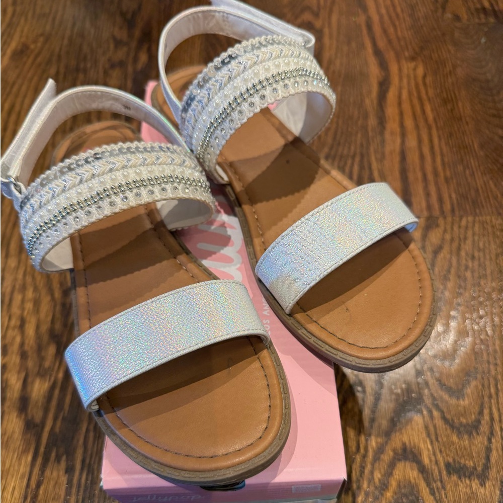 Girls Jellypop silvery white sandal size 3